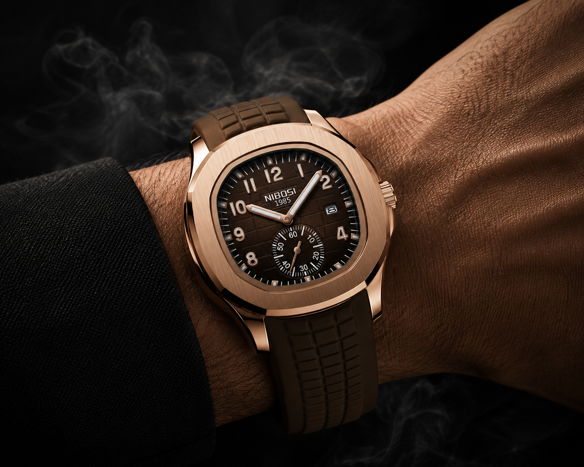 NIBOSI Luxury Men‘s Watches Business Waterproof Male Clock Luminous Silicone Band Date Square Quartz Man Watches Reloj Hombre
