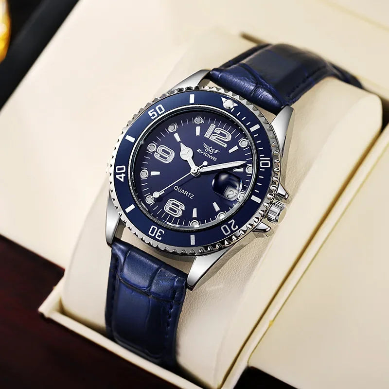 Fashion Leather Strap Men Business Watches Casual Calendar Men Quartz Watch Male Clock Relogio Masculino (without box)