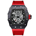 BINBOND Brand Men Watch Domineering Barrel Watch Curved Mirror Hollow Surface Sports Men Watch Silicone Quartz Wristwatch B8577