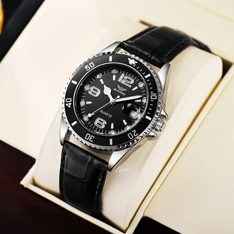 Fashion Leather Strap Men Business Watches Casual Calendar Men Quartz Watch Male Clock Relogio Masculino (without box)