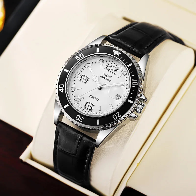 Fashion Leather Strap Men Business Watches Casual Calendar Men Quartz Watch Male Clock Relogio Masculino (without box)
