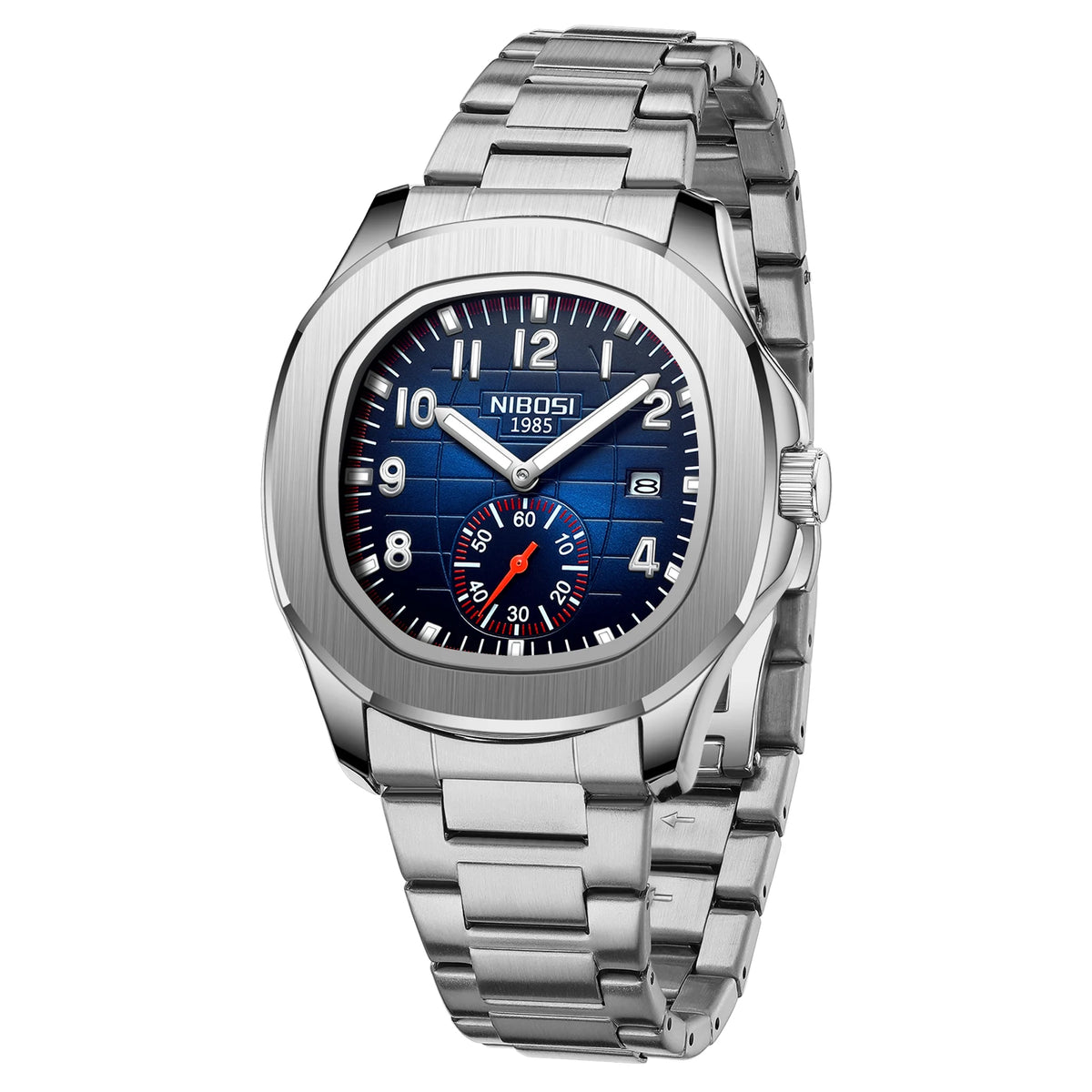 NIBOSI Luxury Men‘s Watches Business Waterproof Male Clock Luminous Silicone Band Date Square Quartz Man Watches Reloj Hombre